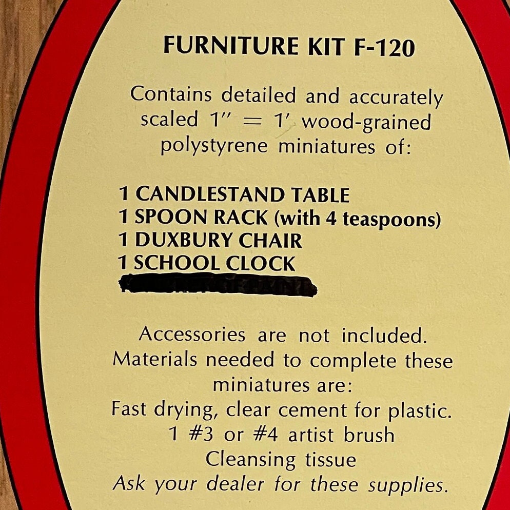 1:12 Scale Miniature Furniture Kit, Chair, Coffee Table Clock and Spoon Rack, DIY Dollhouse Supply