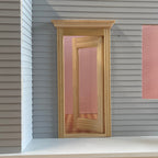 Miniatura in scala 1:12 porta d'ingresso vittoriana vetrata grezza con frontone per casa delle bambole, alta 7-11/16 inch