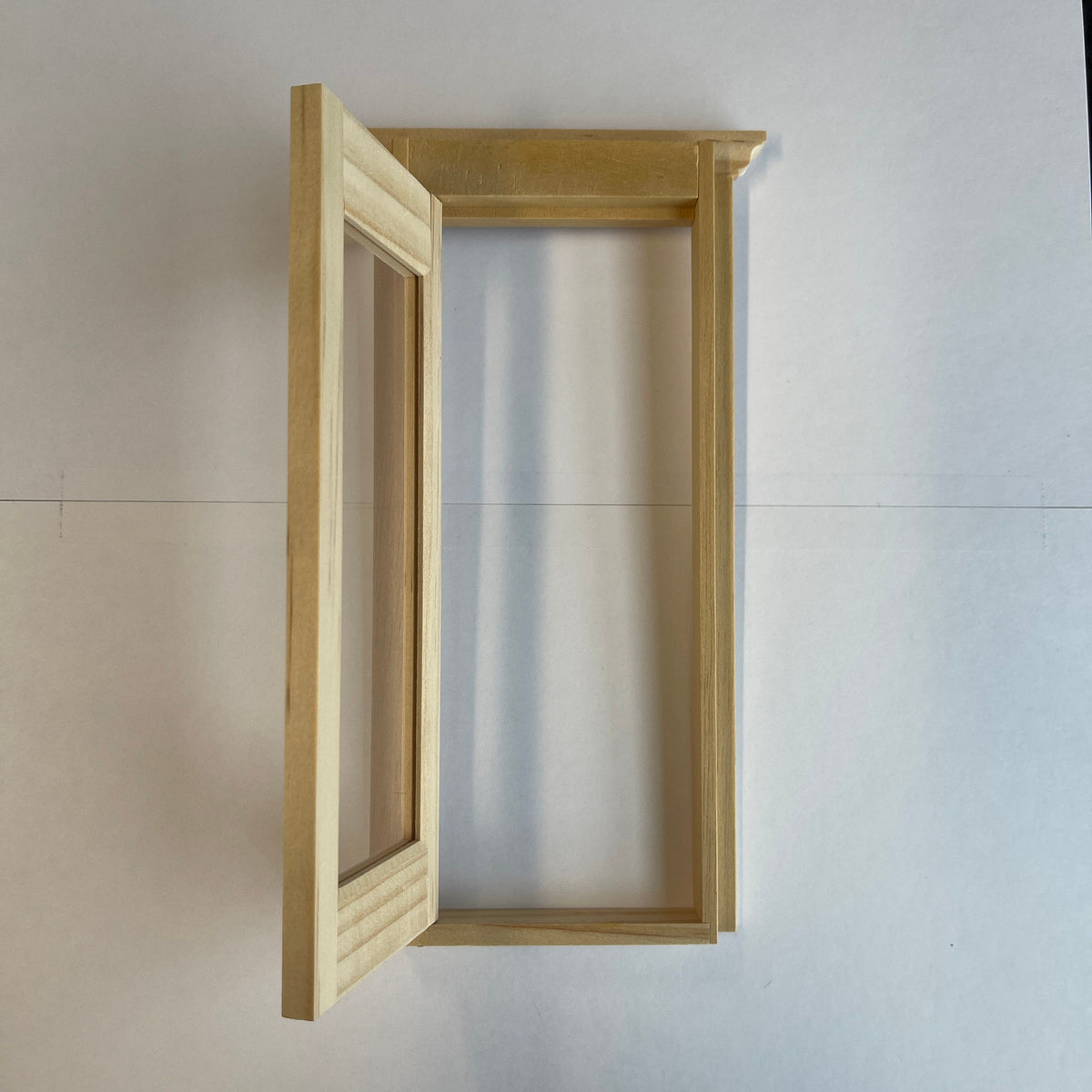 1:12 Scale Miniature Unfinished Dollhouse Victorian Glazed Exterior Door with Pediment, 7-11/16 inch high