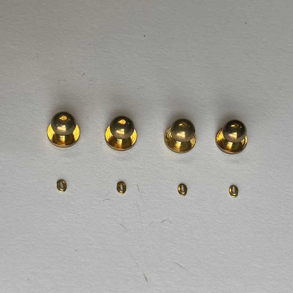 1:12 Scale Miniature Brass Dollhouse Door Knobs with Backplates, Set of 4, 1/4 inch dia.