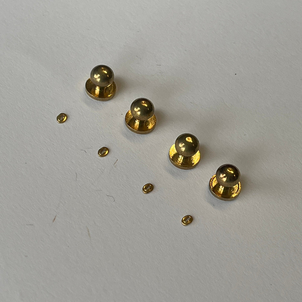 1:12 Scale Miniature Brass Dollhouse Door Knobs with Backplates, Set of 4, 1/4 inch dia.