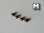 1:12 scale miniature melon knobs in bronze, set of 4, ribbed round cabinet knobs lined up on a white surface