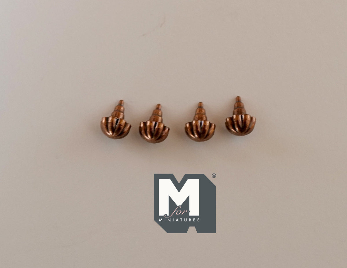 1:12 Scale Miniature Melon Knobs, Set of 4, 3/16 inch dia., DIY Dollhouse Supply (bronze) (A7)