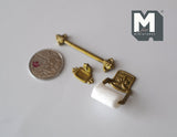 Dollhouse Bathroom Toilet Roll Holder Soap Dish and Towel Rod 1:12 Scale Set of 3 - F037