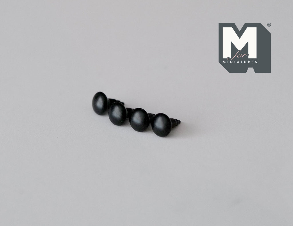 1:12 Scale Miniature Mushroom Knobs, Set of 4, 3/16 inch dia., DIY Dollhouse Supply (matte black)