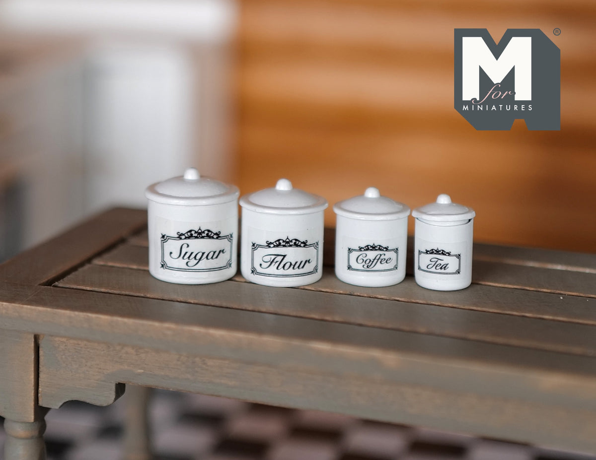 1:12 Dollhouse Supplies Miniature White Canister Set - A017