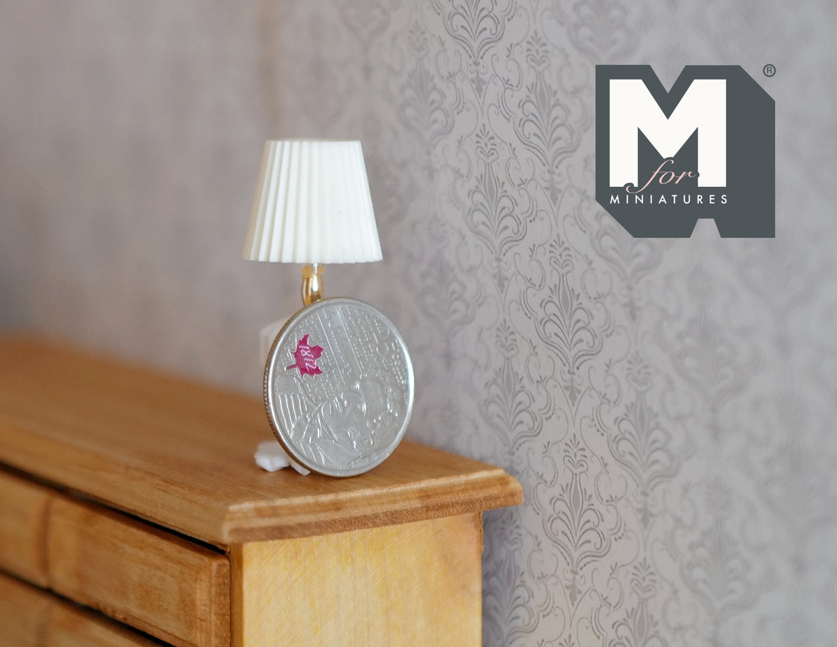 1:12 Scale Miniature Table Lamp with White Shade, 1-11/16 inch tall, DIY Dollhouse Supply (non-electric)