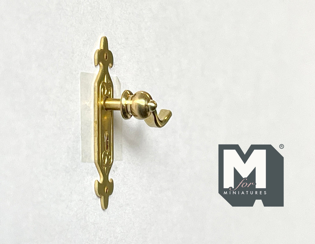 1:12 Scale Miniature Polished Brass Dollhouse Door Lever, 1 inch tall