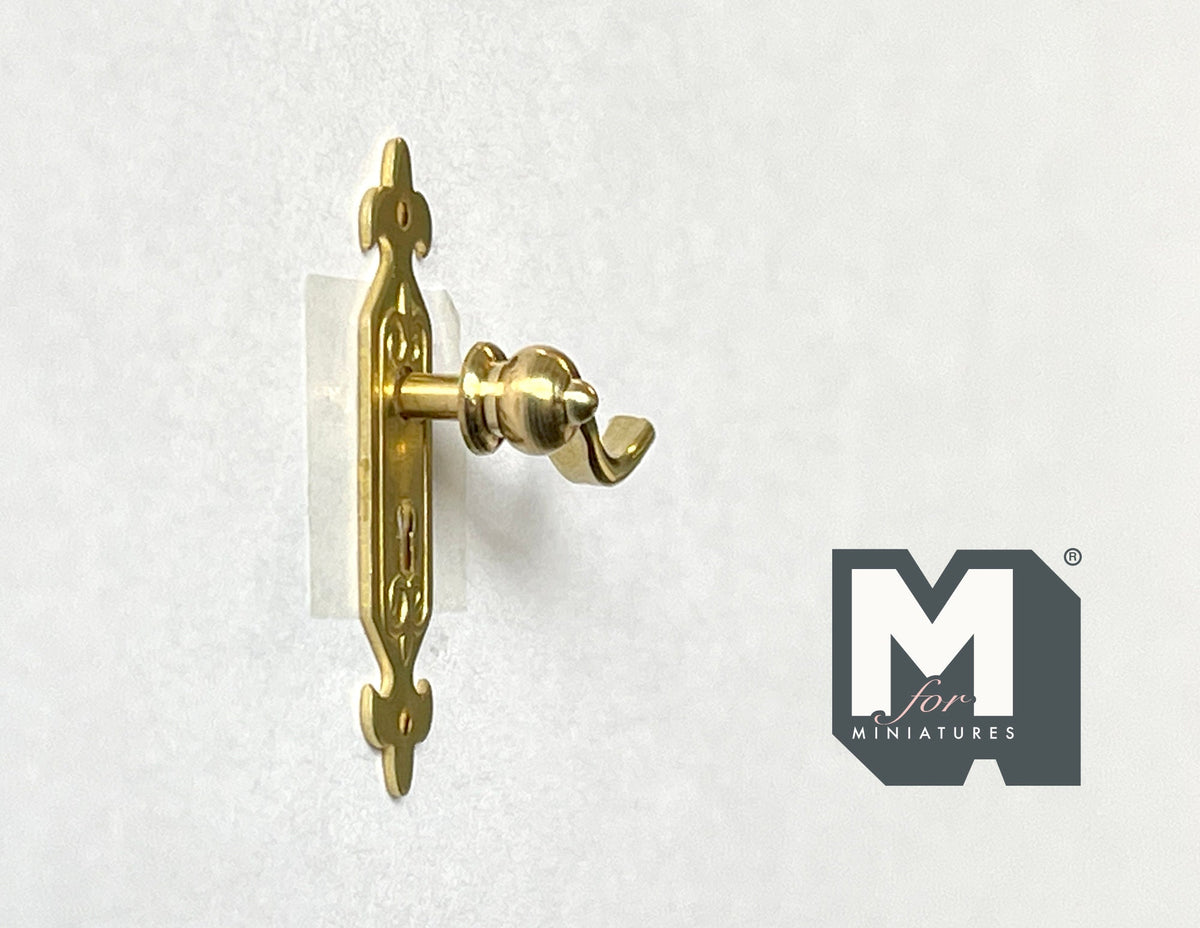 1:12 Scale Miniature Polished Brass Dollhouse Door Lever, 1 inch tall
