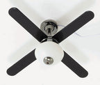 1:12 Scale Miniature Ceiling Fan with Light, 4 Black Blades, 12V, 3-11/16 inch dia., DIY Dollhouse Supply
