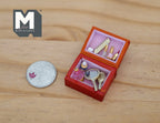 1:12 Scale Miniature Vanity Box with Mirror and Accessories, 1-3/16 inch long, DIY Dollhouse Supply (red)