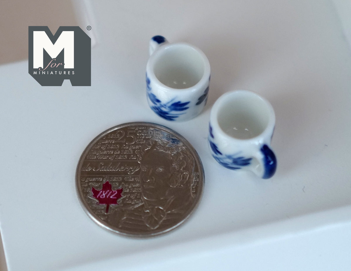 1:12 miniature ceramic coffee mug with handle tea cup set of 2 - A081