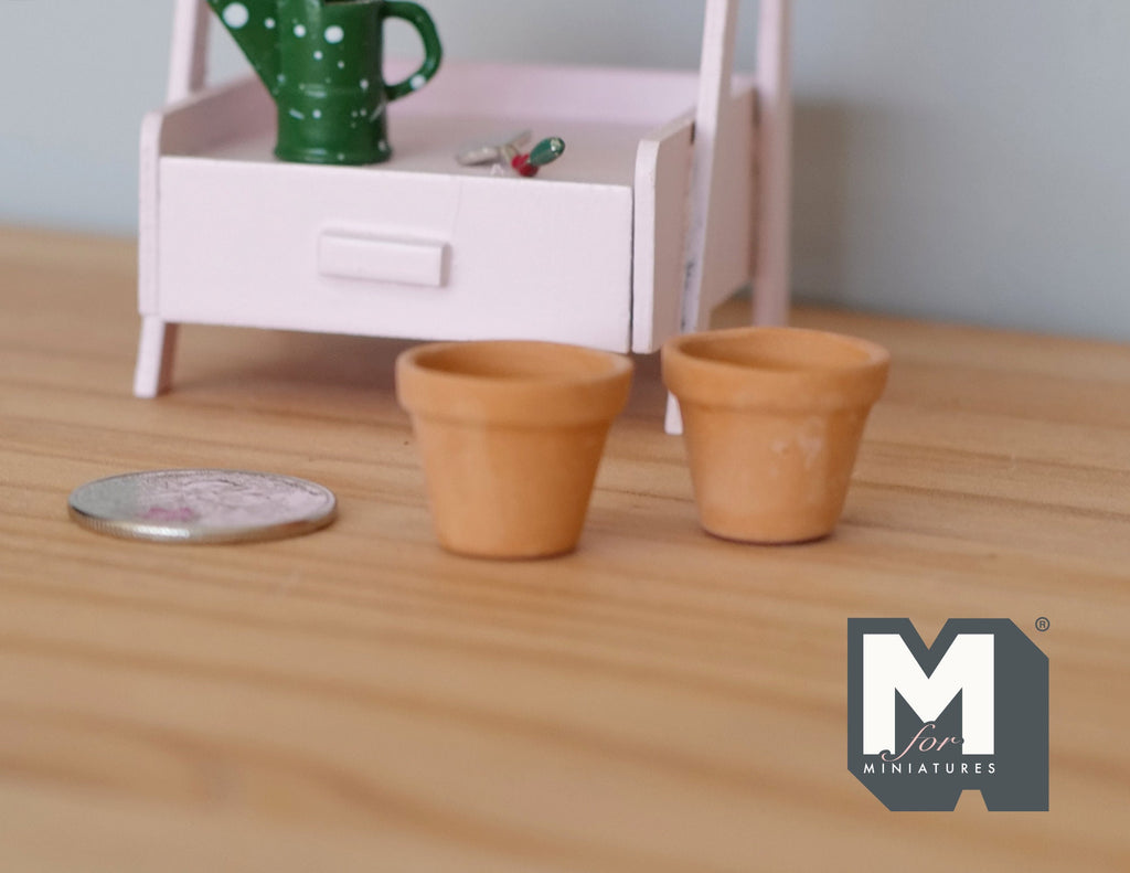 1:12 Dollhouse Miniature Clay Pottery Planter, flower pot set of 2 - B082