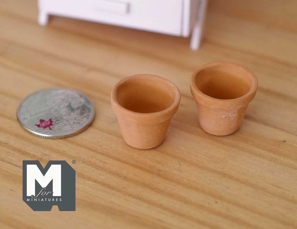 1:12 Dollhouse Miniature Clay Pottery Planter, flower pot set of 2 - B082