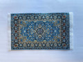 1:12 Scale Miniature Area Rug with Medallion, Floral Border and Fringe, 5-1/8 inch long, DIY Dollhouse Supply (navy blue)