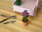 1:12 Scale Miniature Potted Flowers in Terracotta Clay Pot, 1-7/16 inch tall, DIY Dollhouse Supply (purple and pink)