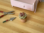 1:12 Scale Miniature Flowering Cactus in Clay Pot, Pink Flower, 7/8 inch tall, DIY Dollhouse Supply