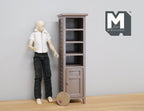 Armoire de salle de bain miniature en bois, échelle 1:12, avec étagères ouvertes et porte, 15 cm de haut, fourniture pour maison de poupée DIY (marron)