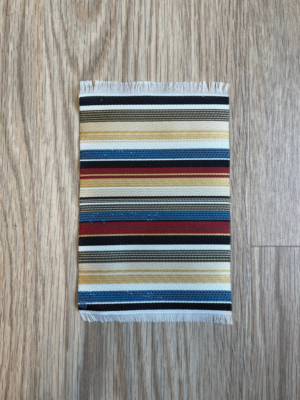 1:12 Scale Miniature Striped Area Rug with Fringe, 6-5/16 inch long, DIY Dollhouse Supply