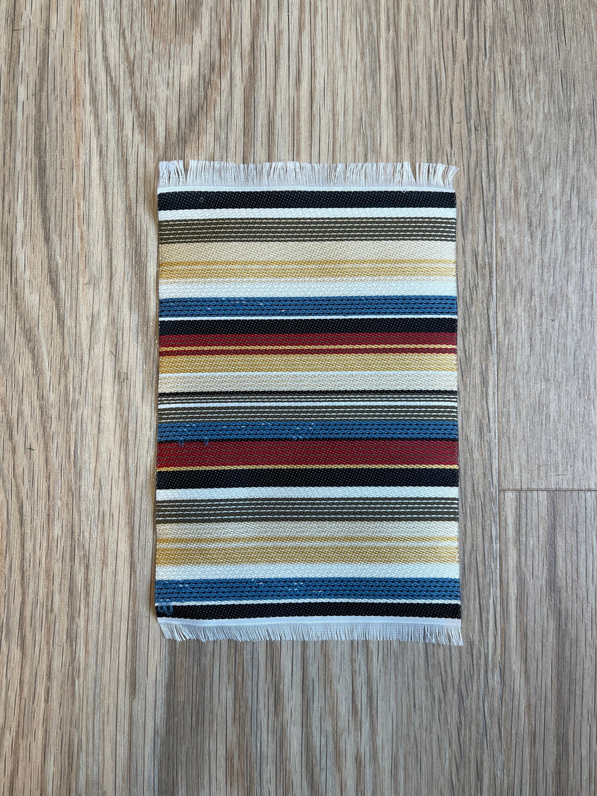 1:12 Scale Miniature Striped Area Rug with Fringe, 6-5/16 inch long, DIY Dollhouse Supply