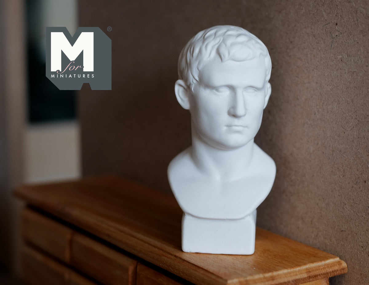 1:12 Scale Miniature Roman Style Bust Sculpture, 2-3/4 inch tall, DIY Dollhouse Supply (white)
