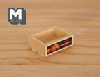 1:12 Scale Miniature Fruit Crate with Fruit Label, 5/8 inch tall, DIY Dollhouse Supply (wood)