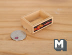 1:12 Scale Miniature Fruit Crate with Fruit Label, 5/8 inch tall, DIY Dollhouse Supply (wood)