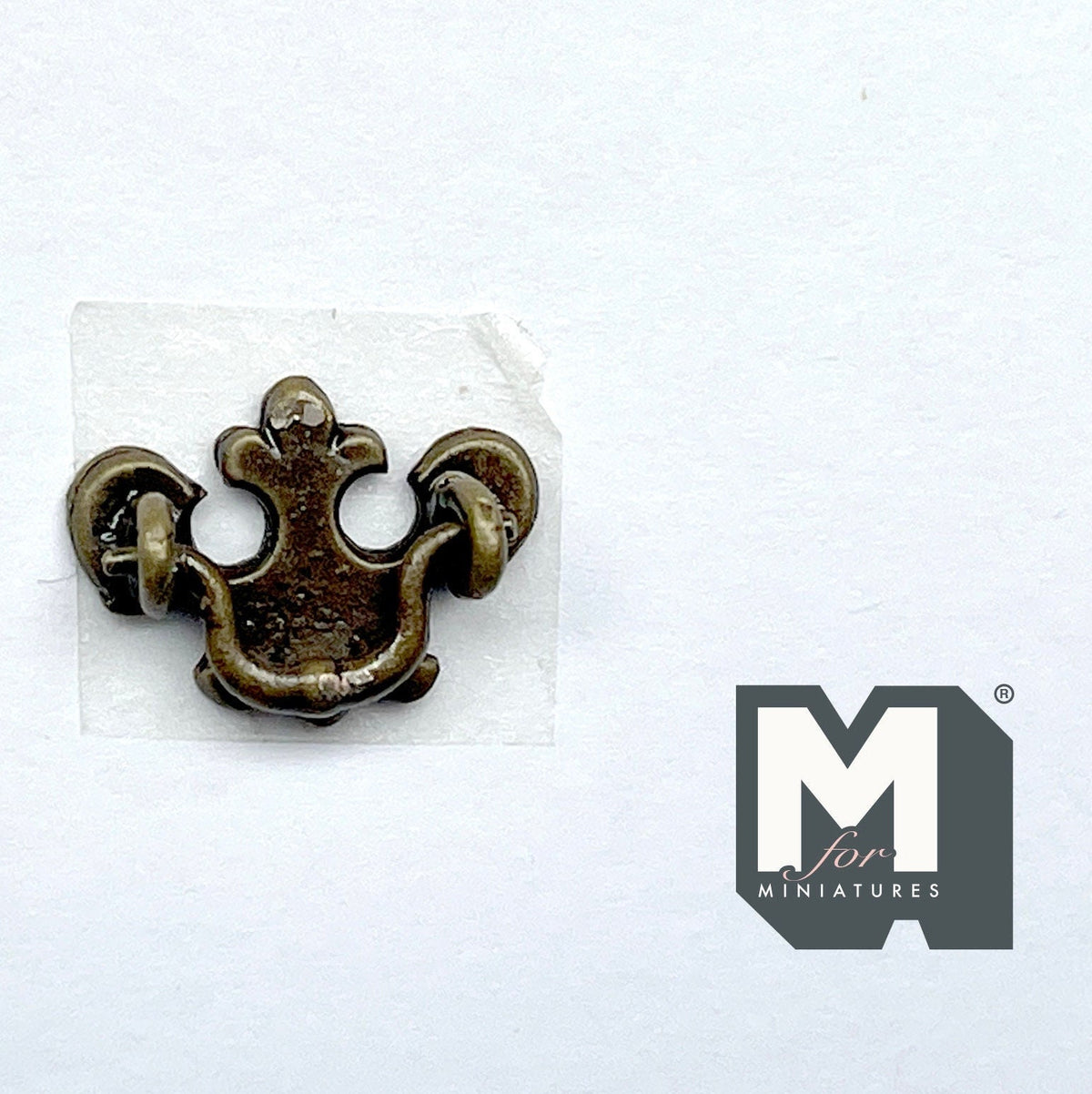1:12 Scale Miniature Antique Brass Dollhouse Fleur De Lys Drawer Pull, 9/16 inch wide