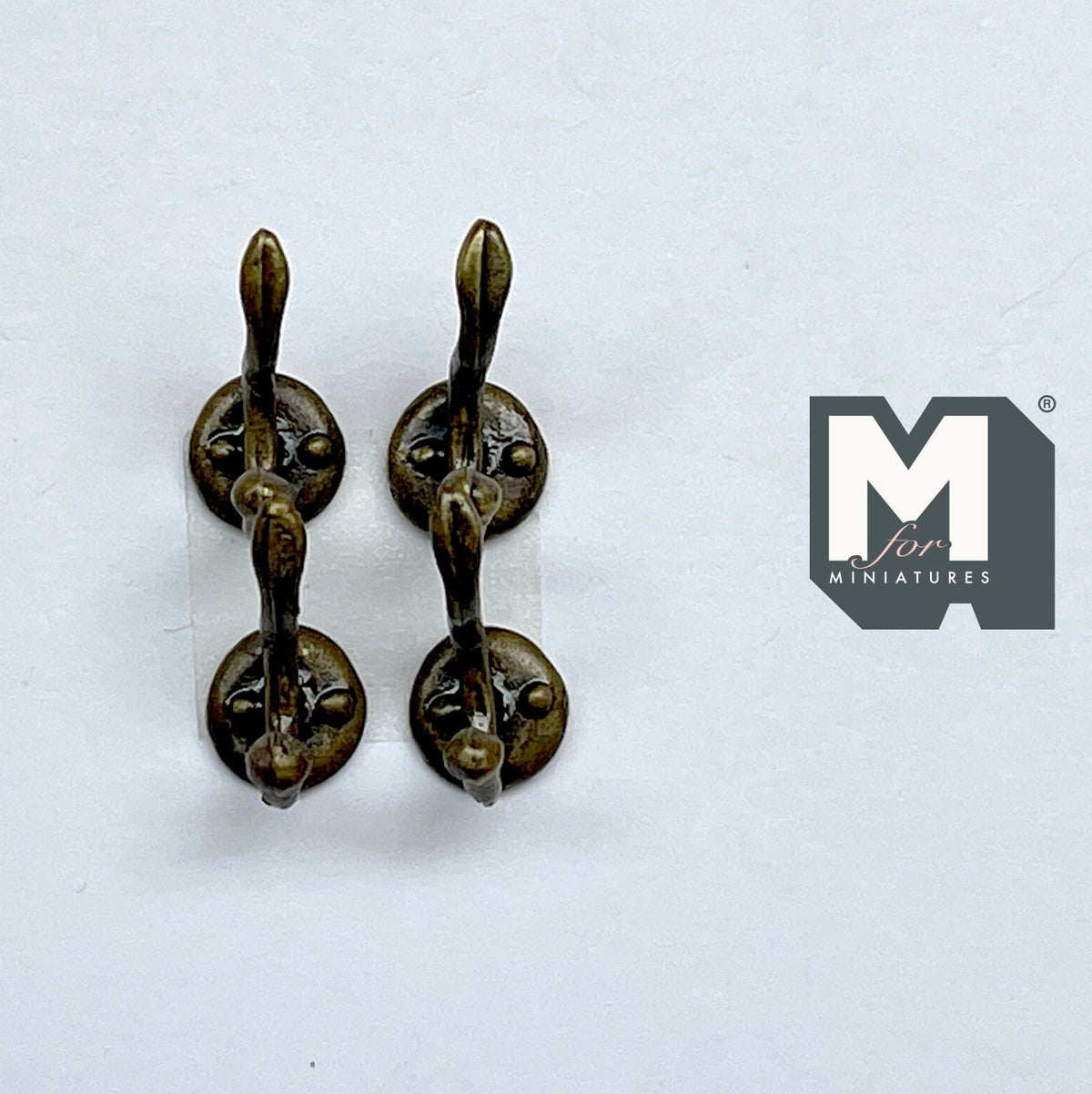 1:12 Scale Miniature Antique Bronze Dollhouse Wall Hooks, Set of 4