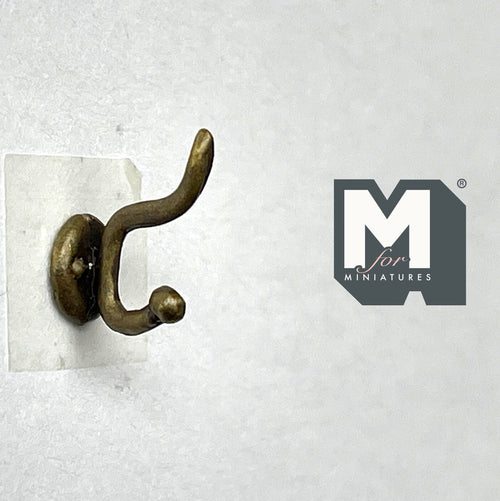1:12 Scale Miniature Antique Bronze Dollhouse Wall Hooks, Set of 4