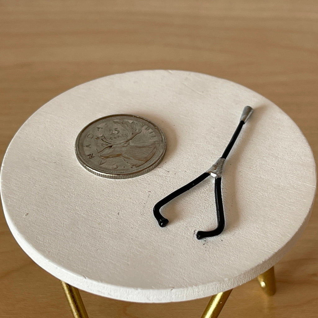 1:12 Scale Miniature Metal Stethoscope, 1-7/8 inch long, DIY Dollhouse Supply (black)