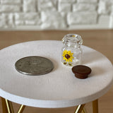 1:12 Miniature Glass Jar with Sunflower Decal and Brown Lid - E082