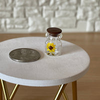 1:12 Miniature Glass Jar with Sunflower Decal and Brown Lid - E082