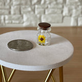 1:12 Miniature Glass Jar with Sunflower Decal and Brown Lid - E082