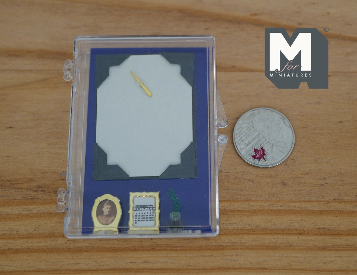 1:12 Scale Miniature Desk Blotter Set with Calendar, Pen, Photo and Inkwell, 1-7/8 inch long, DIY Dollhouse Supply