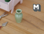 1:12 Scale Miniature Ceramic Baluster Vase, Narrow Neck, 1-1/16 inch tall, DIY Dollhouse Supply (celadon green)