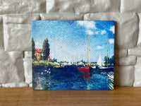 1:12 Miniature Canvas Docked Sailboats , Miniature Painting (printed on canvas) - F053