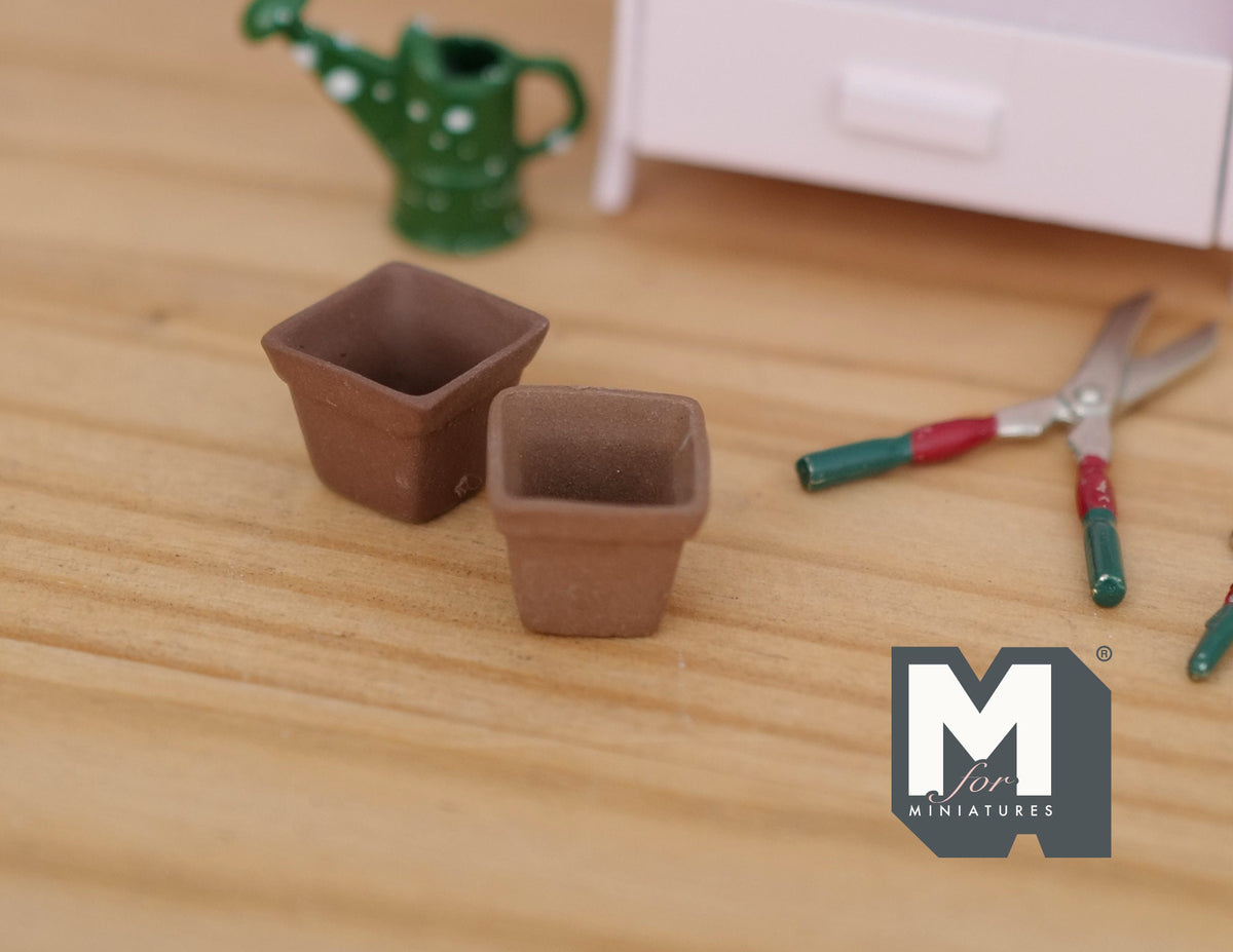 1:12 Dollhouse Miniature Clay Pottery Planter, flower pot set  of 2 - B082