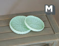 1:12 Scale Miniature Woven Look Round Trays, Set of 2, 1-5/8 inch dia., DIY Dollhouse Supply (light green)