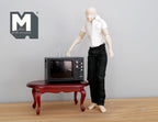 1/12スケール ミニチュア レトロテレビ（アンテナ付き）、高さ約3.3cm、ドールハウス用DIYパーツ（ブラック）
