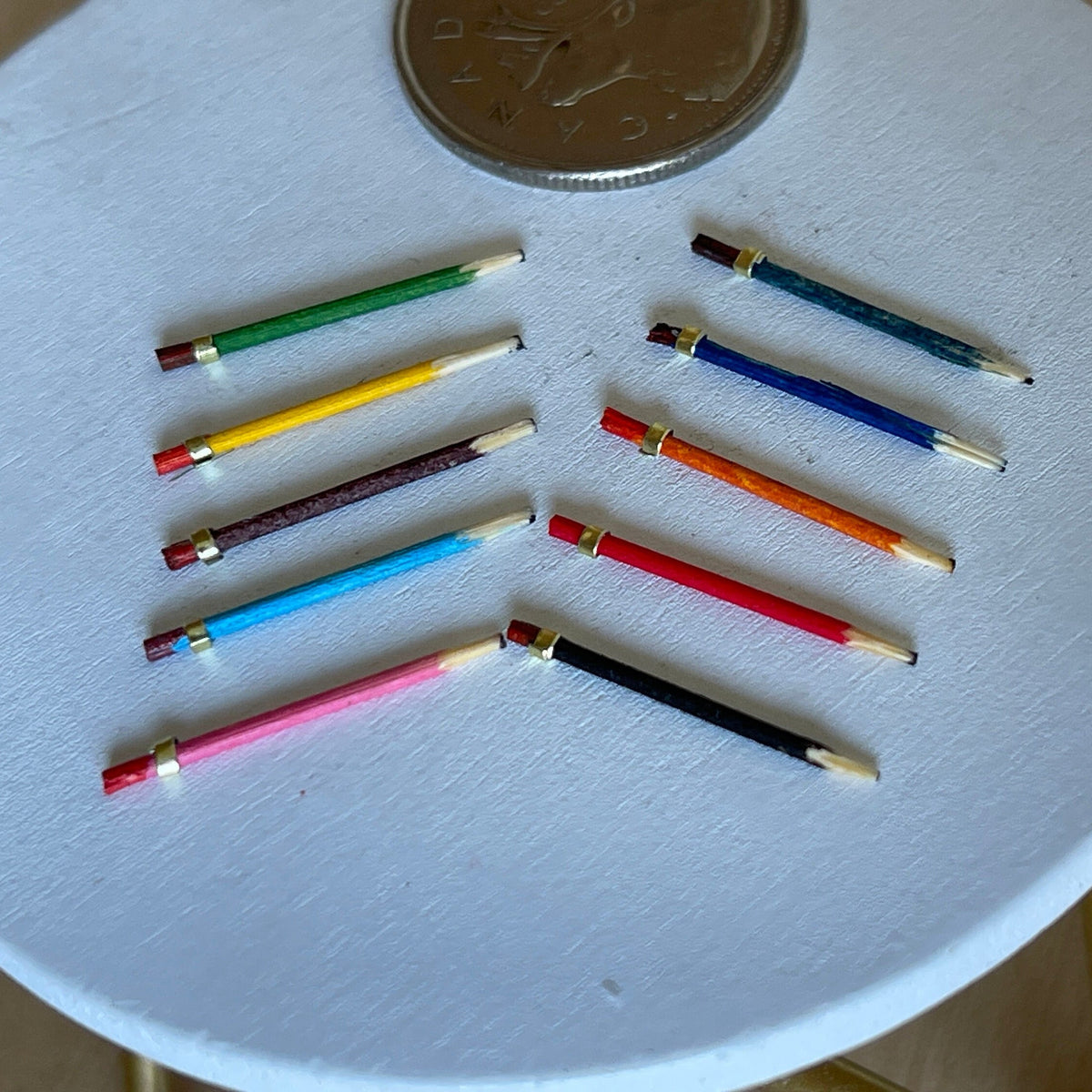 1:12 Scale Miniature Colored Pencils, Set of 10, 13/16 inch long, DIY Dollhouse Supply