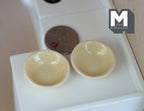 Mini bols en céramique à l'échelle 1/12, lot de 2, diamètre 2,8 cm (1-1/8 po), fournitures pour maison de poupée DIY (jaune pâle)