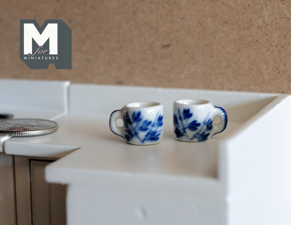 1:12 miniature ceramic coffee mug with handle tea cup set of 2 - A081
