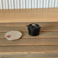 1:12 Scale Miniature Metal Cooking Pot with Lid and Handles, 9/16 inch dia., DIY Dollhouse Supply (black) (small)