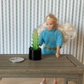 1:12 Miniature Cactus in Round Metal Pot Dollhouse Supplies Garden Flowers and Leaves (Tall) - B057