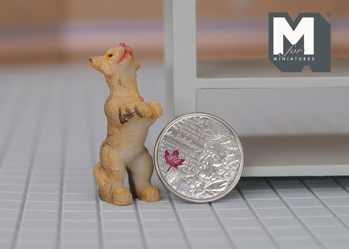 1:12 Scale Miniature Resin Begging Cat, Standing on Hind Legs, 1-5/8 inch tall, DIY Dollhouse Supply (tan)