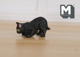 1:12 Dollhouse Miniature cat kitten 1 12th pet (Black)- C048