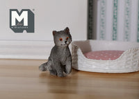 1:12 Dollhouse Miniature Grey Kitten - C048