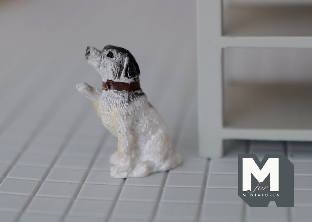 Miniature Jack Russell Terrier Giving Paw 1:12 Scale Dog Shaking Hand 1-5/16 inch tall (resin) - C055