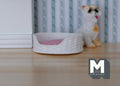 1:12 Scale Miniature Pet Bed with Cushion, 1-3/4 inch long, DIY Dollhouse Supply (white and pink)